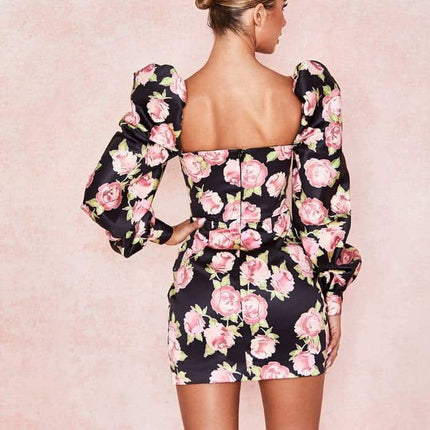 Women's Rose Printed Mini Dress - Wnkrs