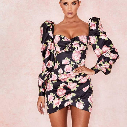Women's Rose Printed Mini Dress - Wnkrs