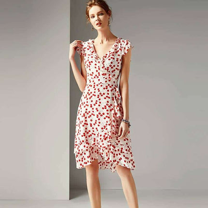 Women's Ruffled Printed A-Line Dress - Wnkrs