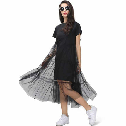 Women's Short Veiling Sleeved Dress - Wnkrs