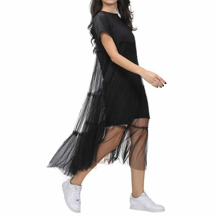 Women's Short Veiling Sleeved Dress - Wnkrs