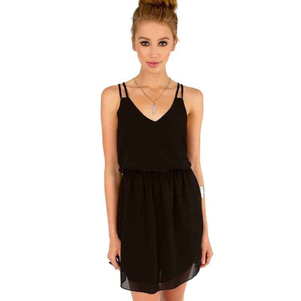 Women's Sleeveless Cami Mini Chiffon Dresses - Wnkrs