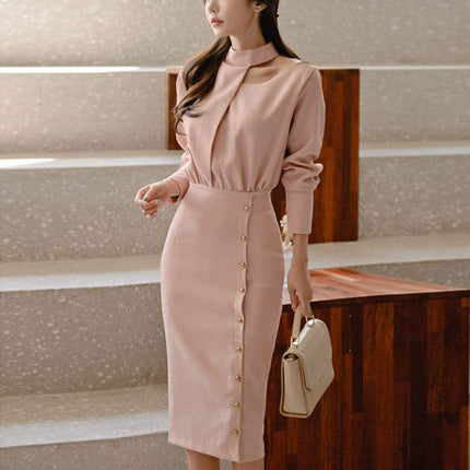 Women's Turtleneck Office Midi Dress - Wnkrs