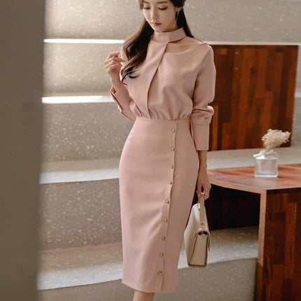 Women's Turtleneck Office Midi Dress - Wnkrs