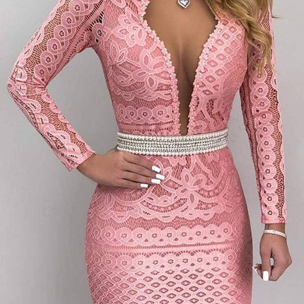Women's V-Neck Polyester Dress - Wnkrs