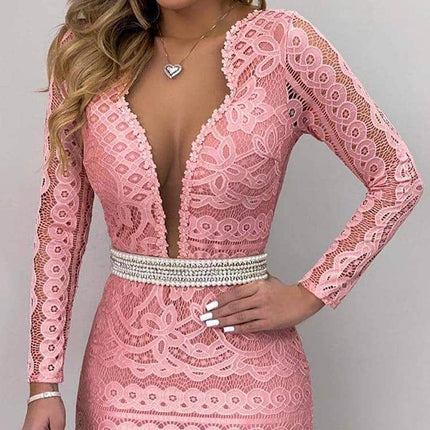 Women's V-Neck Polyester Dress - Wnkrs