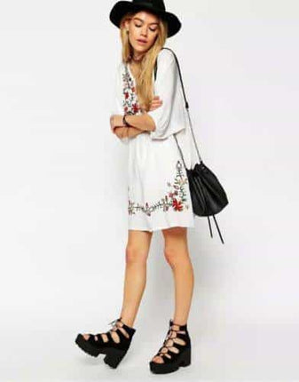 Women's Vintage Embroidered Mini Dress - Wnkrs