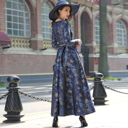 Women's Vintage Floral Patterned A Line Maxi Dress - Wnkrs