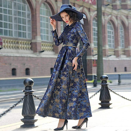 Women's Vintage Floral Patterned A Line Maxi Dress - Wnkrs