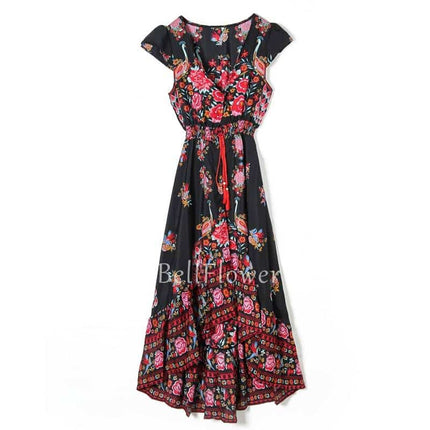 Women's Boho V-Neck Printed Dress - Wnkrs