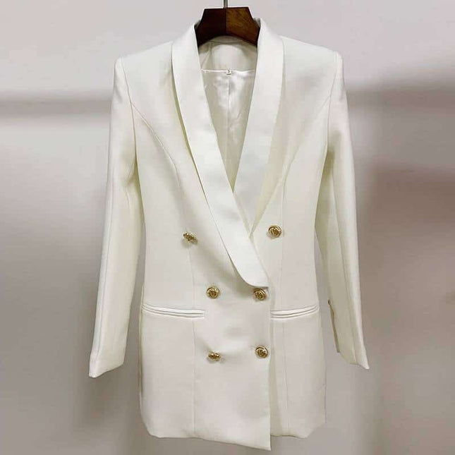 Women's Classic Double Breasted Long Blazer Dress - Wnkrs