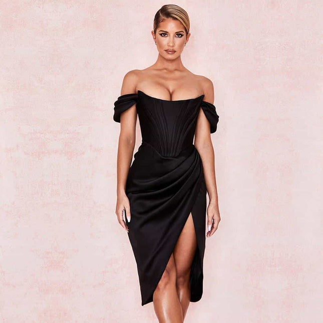 Women's Draped Satin Corset Dress - Wnkrs