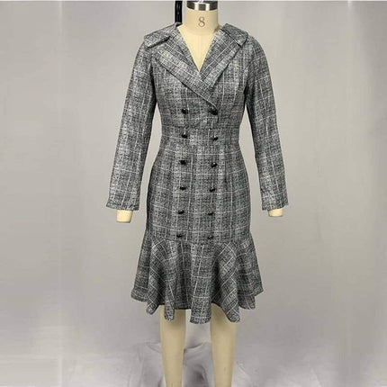 Women's Office Pencil Plaided Dress - Wnkrs