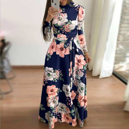 Women's Rose Printed Maxi Party Dress - Wnkrs