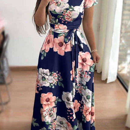 Women's Rose Printed Maxi Party Dress - Wnkrs