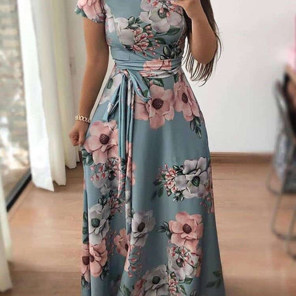 Women's Rose Printed Maxi Party Dress - Wnkrs