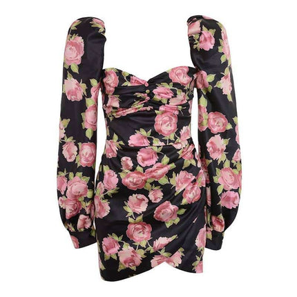 Women's Rose Printed Mini Dress - Wnkrs