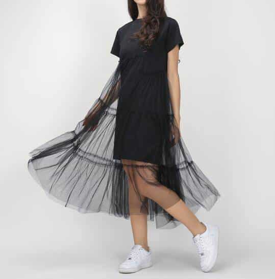 Women's Short Veiling Sleeved Dress - Wnkrs