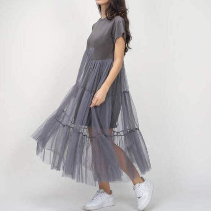 Women's Short Veiling Sleeved Dress - Wnkrs