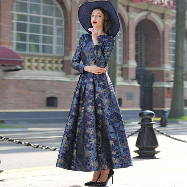 Women's Vintage Floral Patterned A Line Maxi Dress - Wnkrs